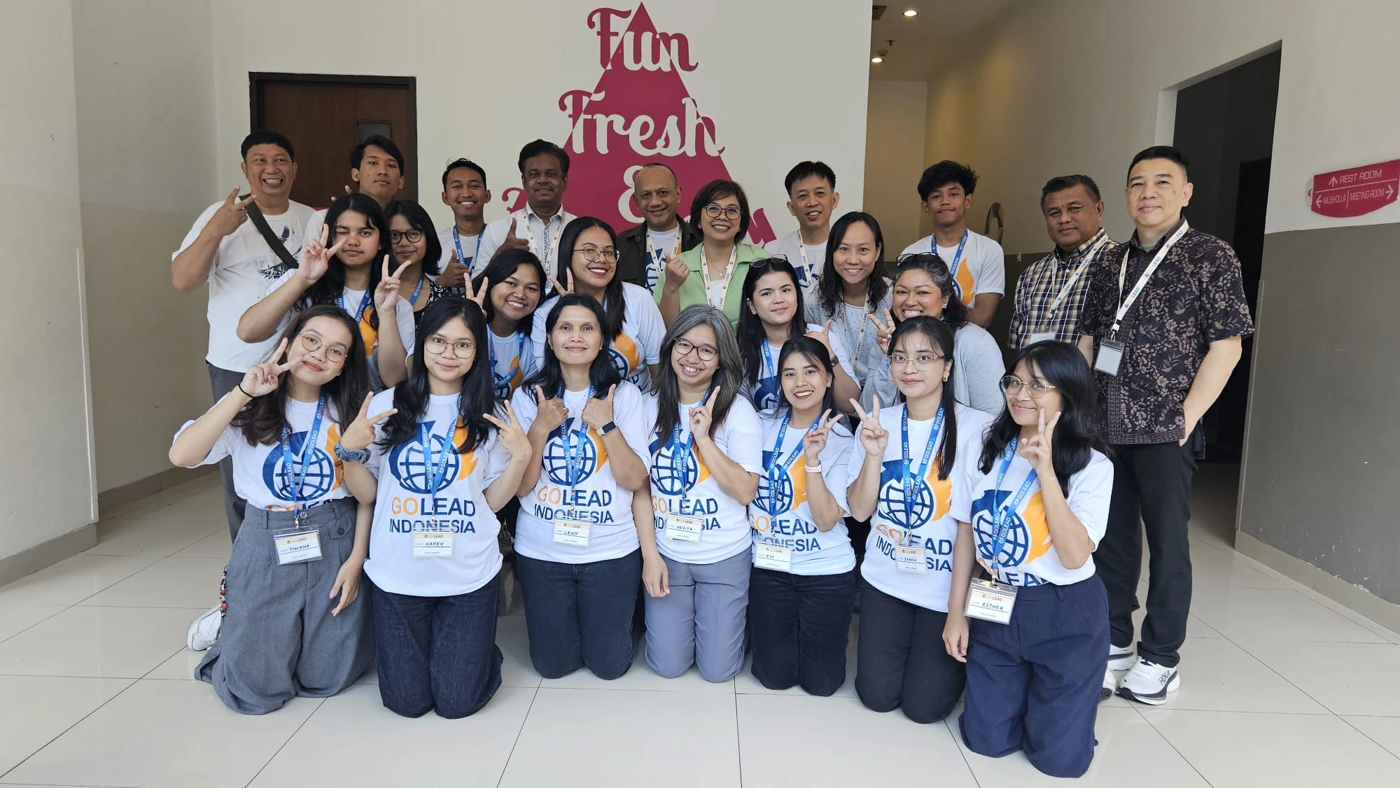 GoLead participants gathered together at an onsite intensive in Bandung, Indonesia