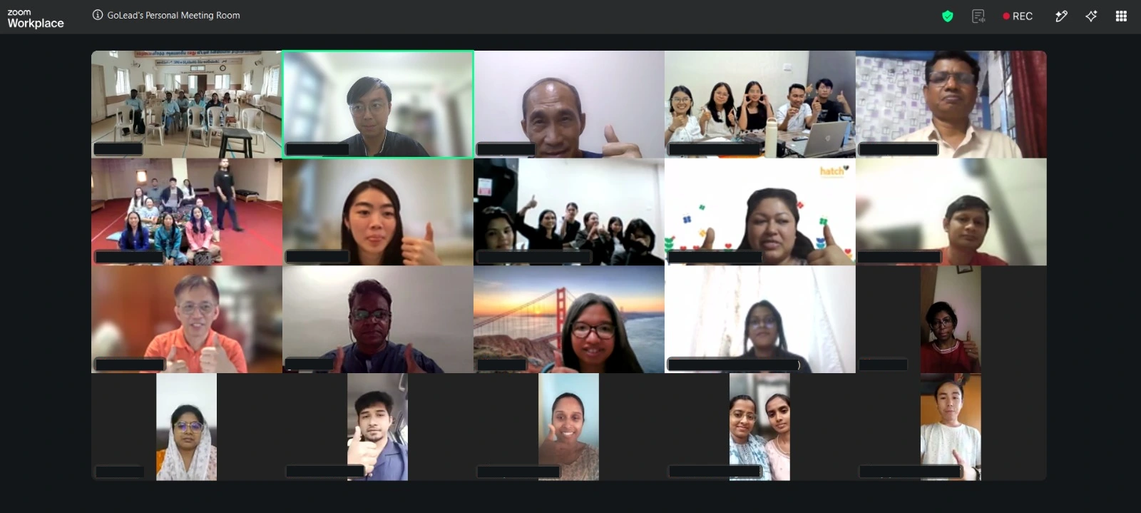 GoLead participants from across Asia meeting together online over Zoom